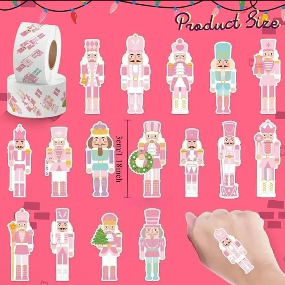 500pc Pink Nutcracker Sticker Roll